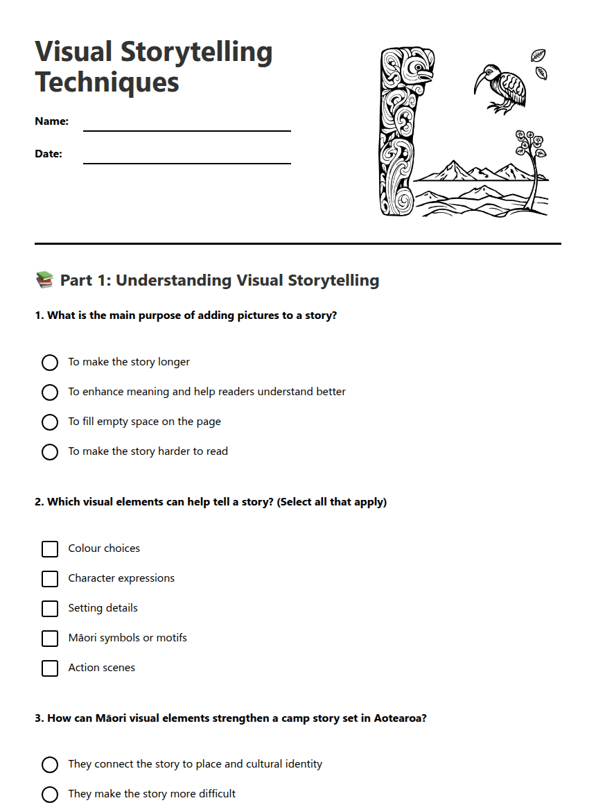 Visual Storytelling Techniques worksheet preview