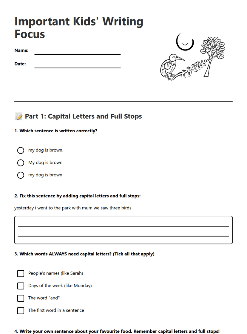 Important Kids' Writing Focus