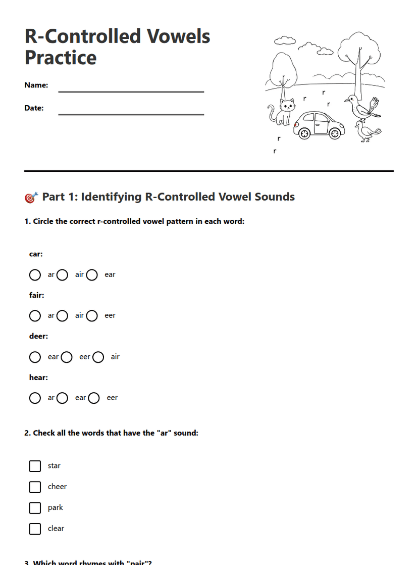 R-Controlled Vowels Practice