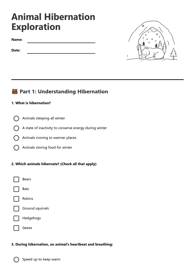 Animal Hibernation Exploration