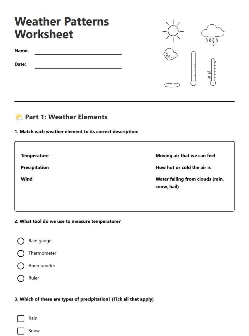 Weather Patterns Worksheet
