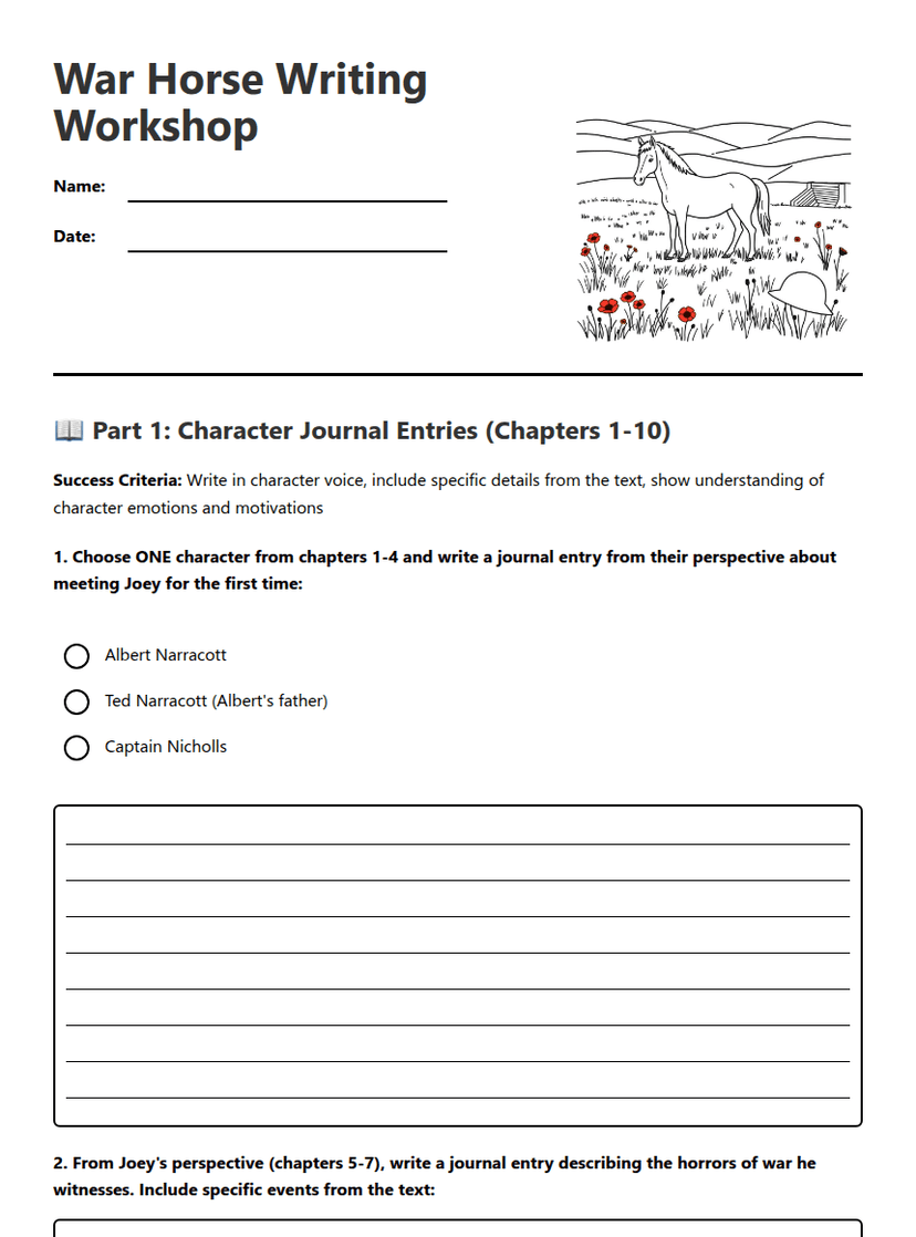 War Horse Writing Workshop
