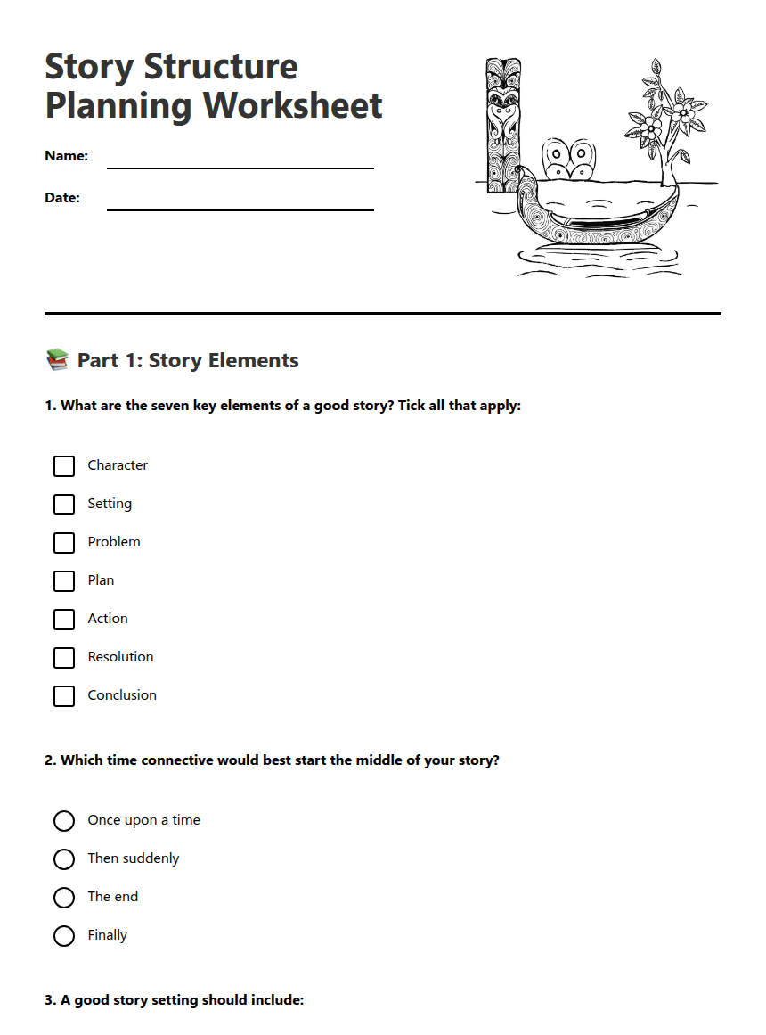 Story Structure Planning Worksheet worksheet preview