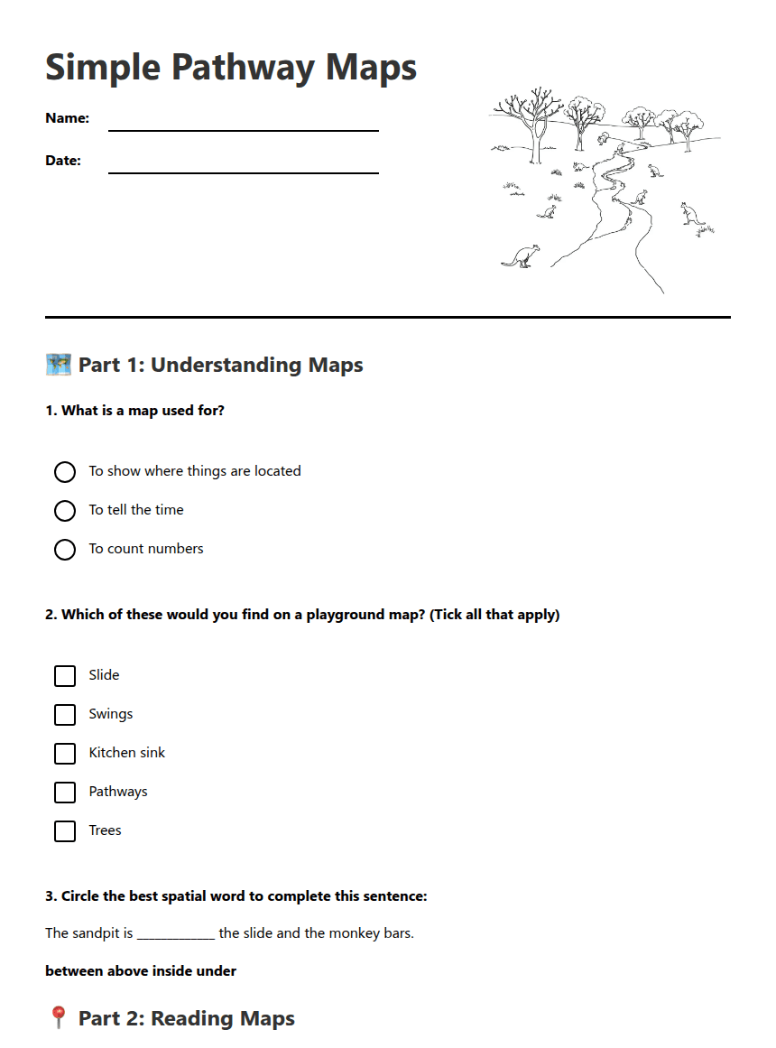 Simple Pathway Maps worksheet preview