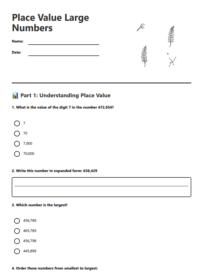 Place Value Large Numbers