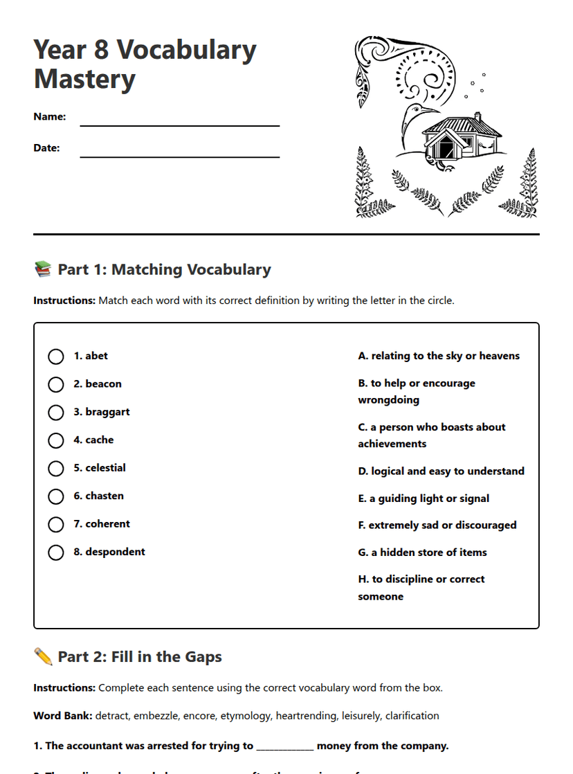 Year 8 Vocabulary Mastery