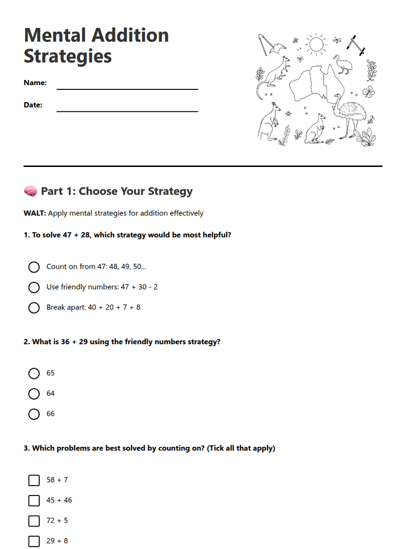 Mental Addition Strategies