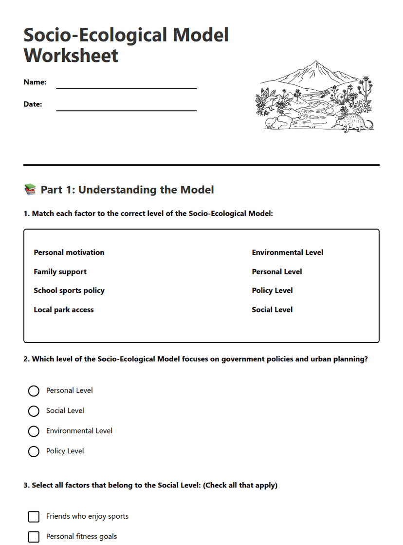 Socio-Ecological Model Worksheet