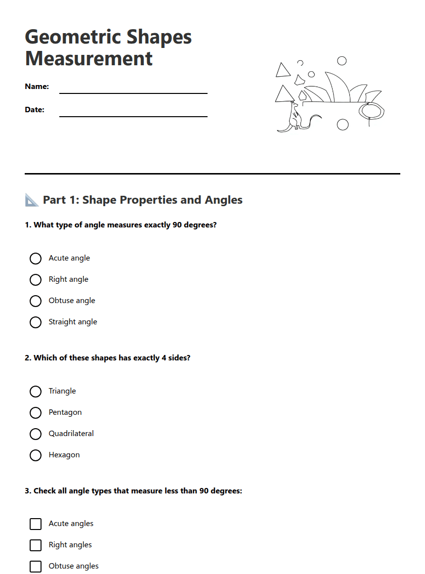 Geometric Shapes Measurement worksheet preview