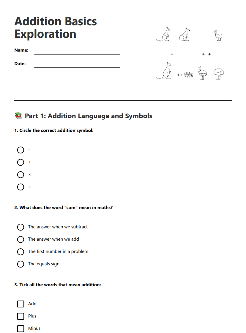 Addition Basics Exploration