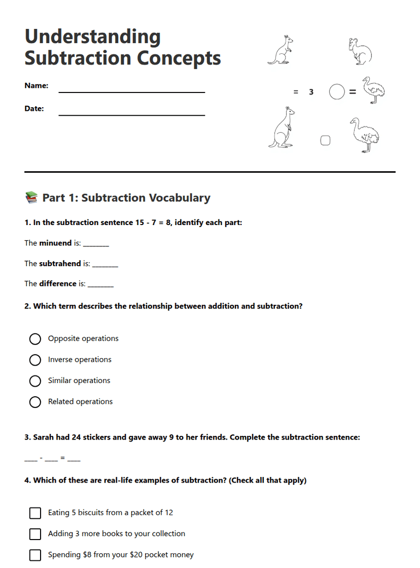 Understanding Subtraction Concepts