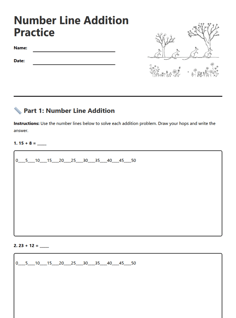 Number Line Addition Practice