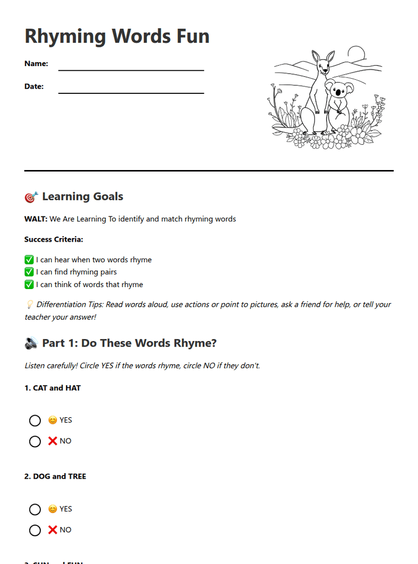 Rhyming Words Fun