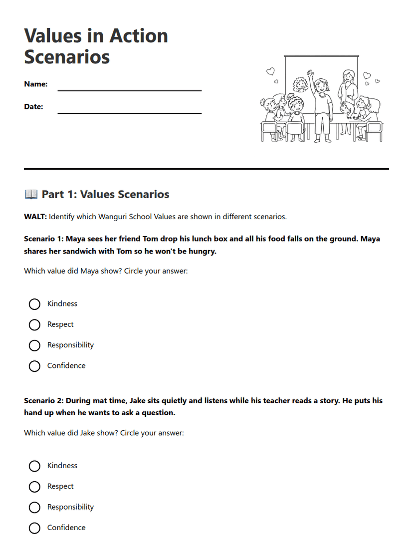 Values in Action Scenarios