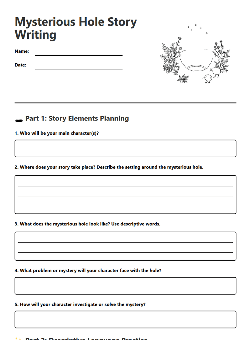 Mysterious Hole Story Writing