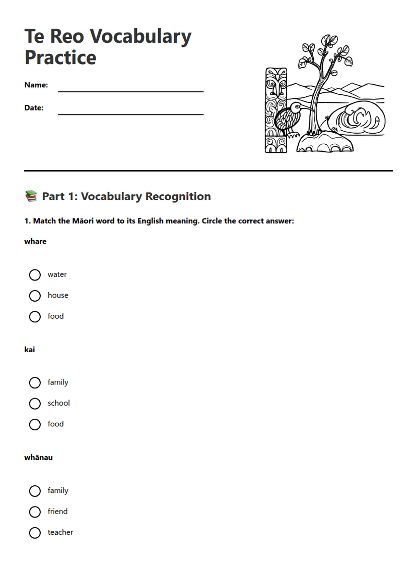 Te Reo Vocabulary Practice