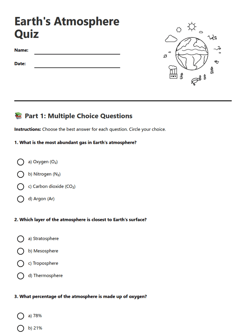 Earth's Atmosphere Quiz