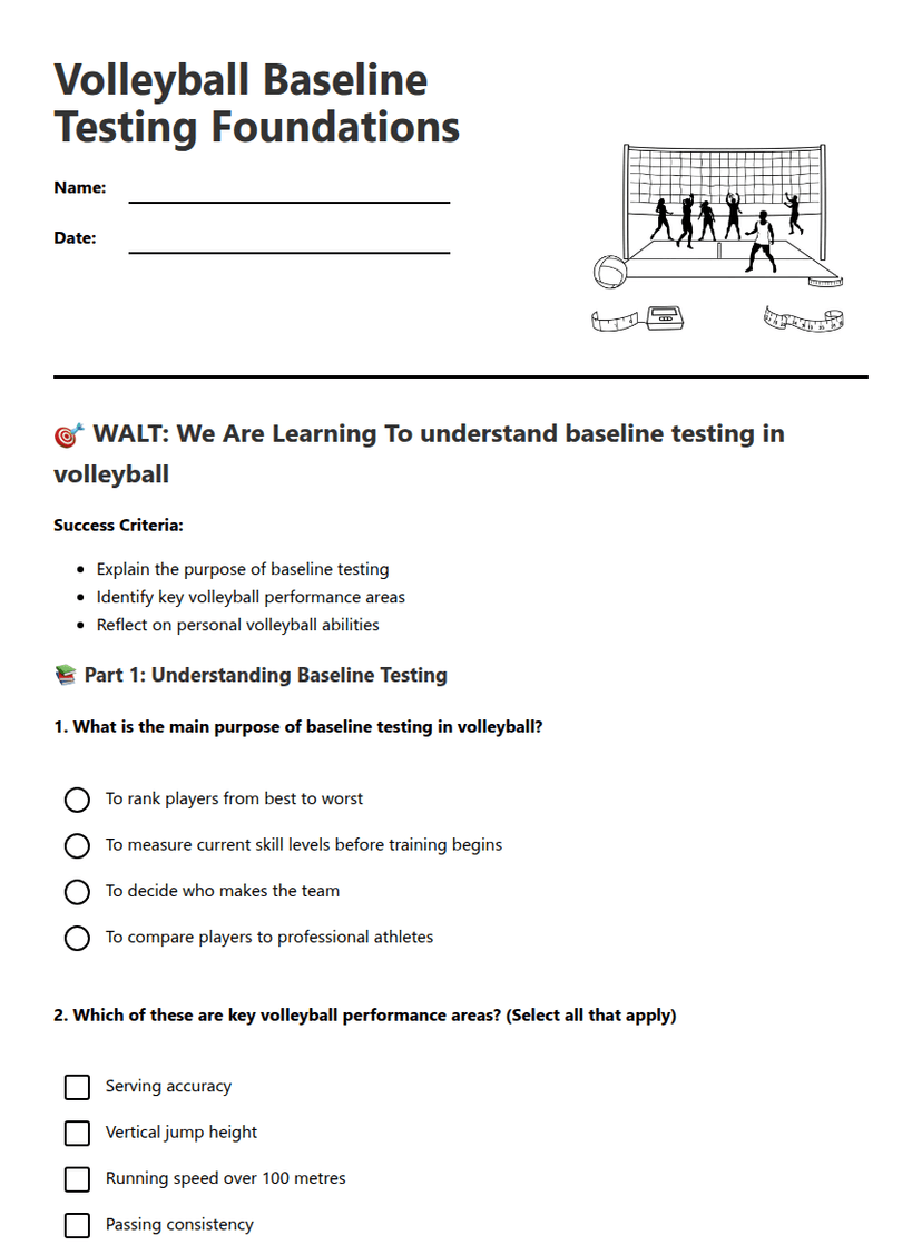 Volleyball Baseline Testing Foundations