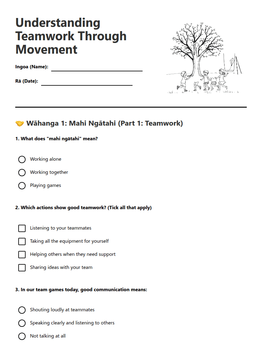 Understanding Teamwork Through Movement worksheet preview