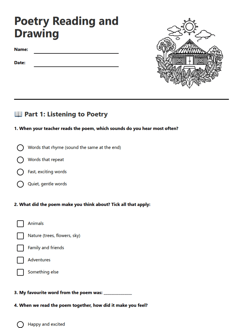 Poetry Reading and Drawing