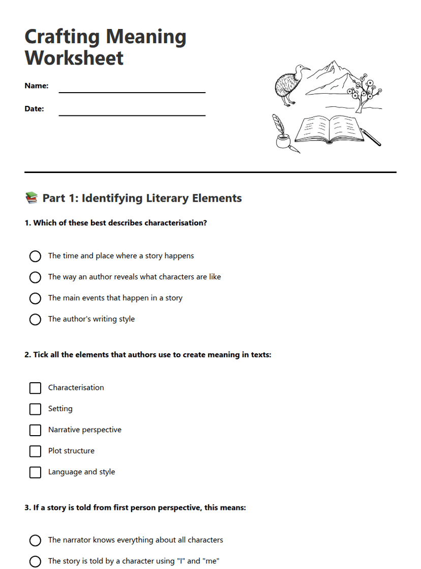 Crafting Meaning Worksheet
