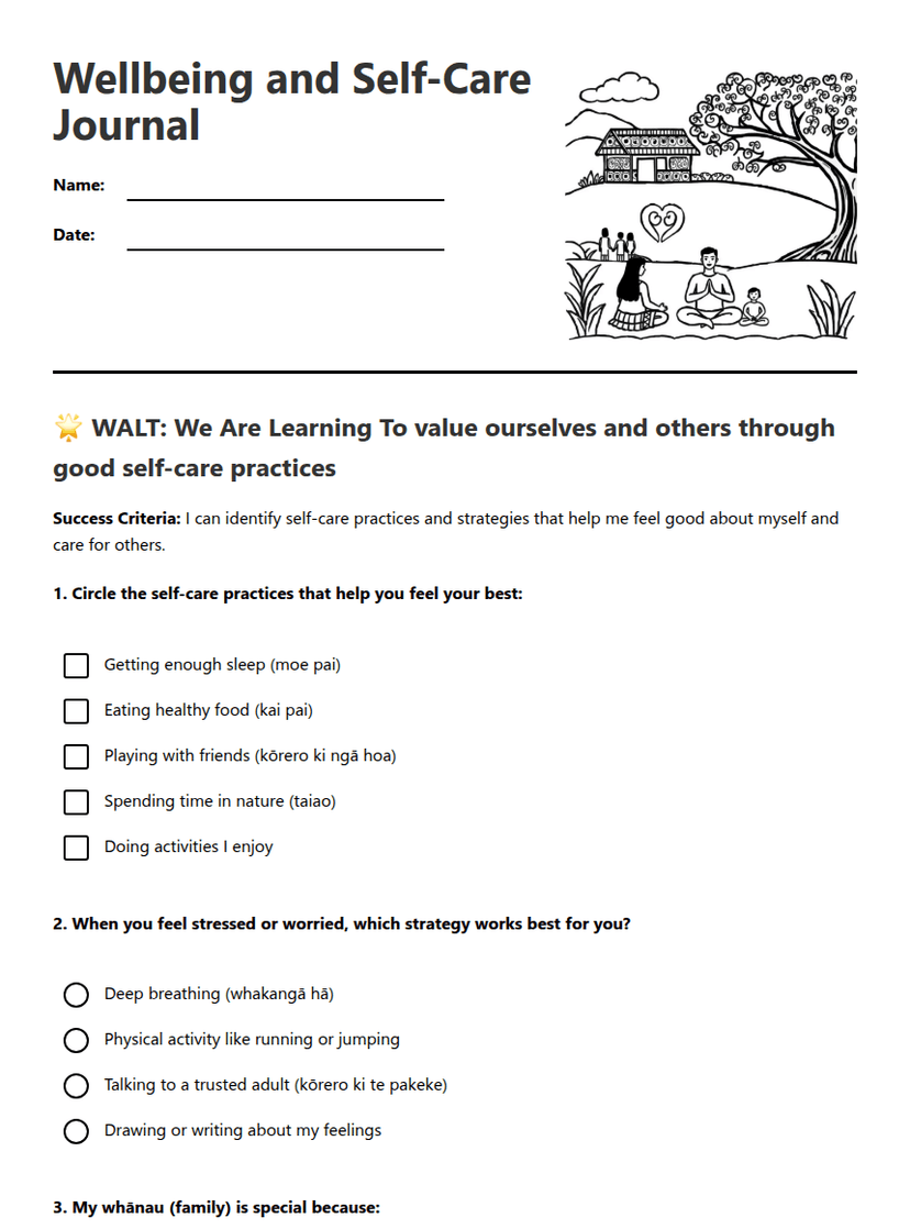 Wellbeing and Self-Care Journal