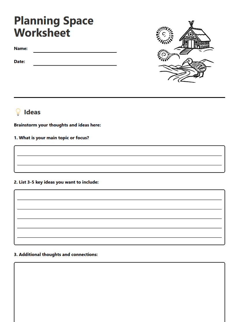 Planning Space Worksheet