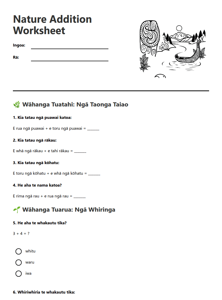 Nature Addition Worksheet worksheet preview