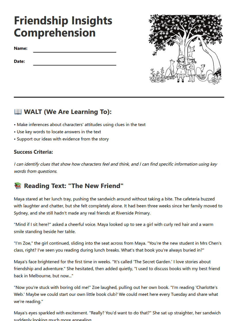 Friendship Insights Comprehension