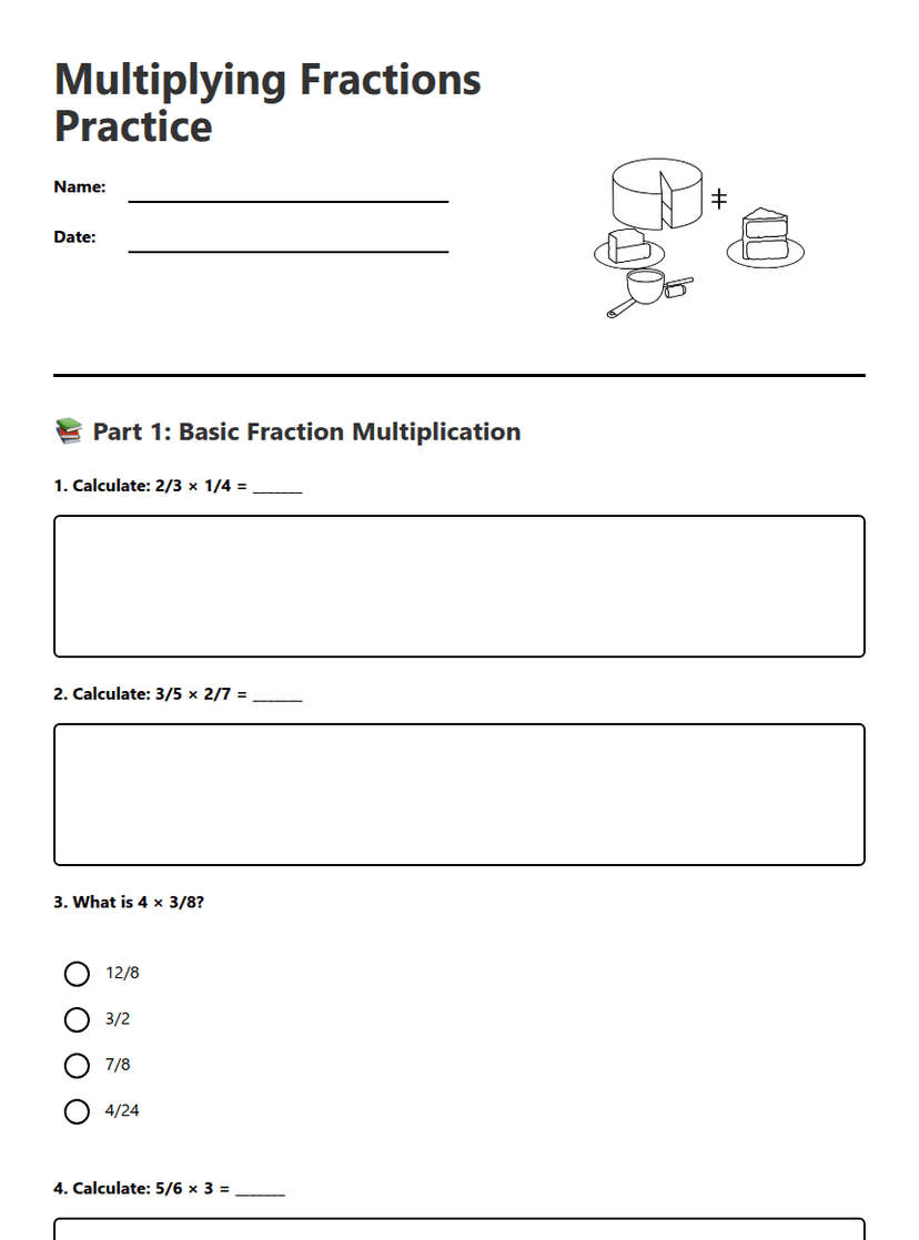 Multiplying Fractions Practice