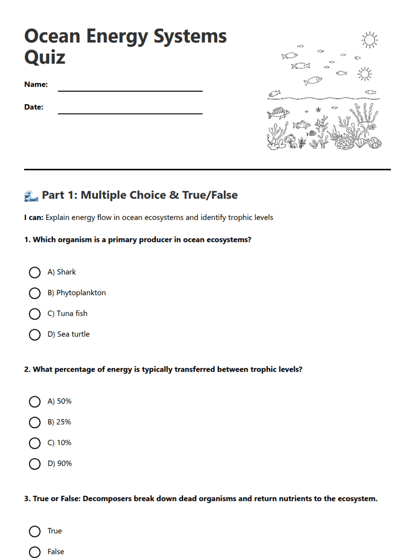 Ocean Energy Systems Quiz