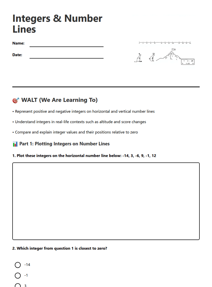 Integers & Number Lines