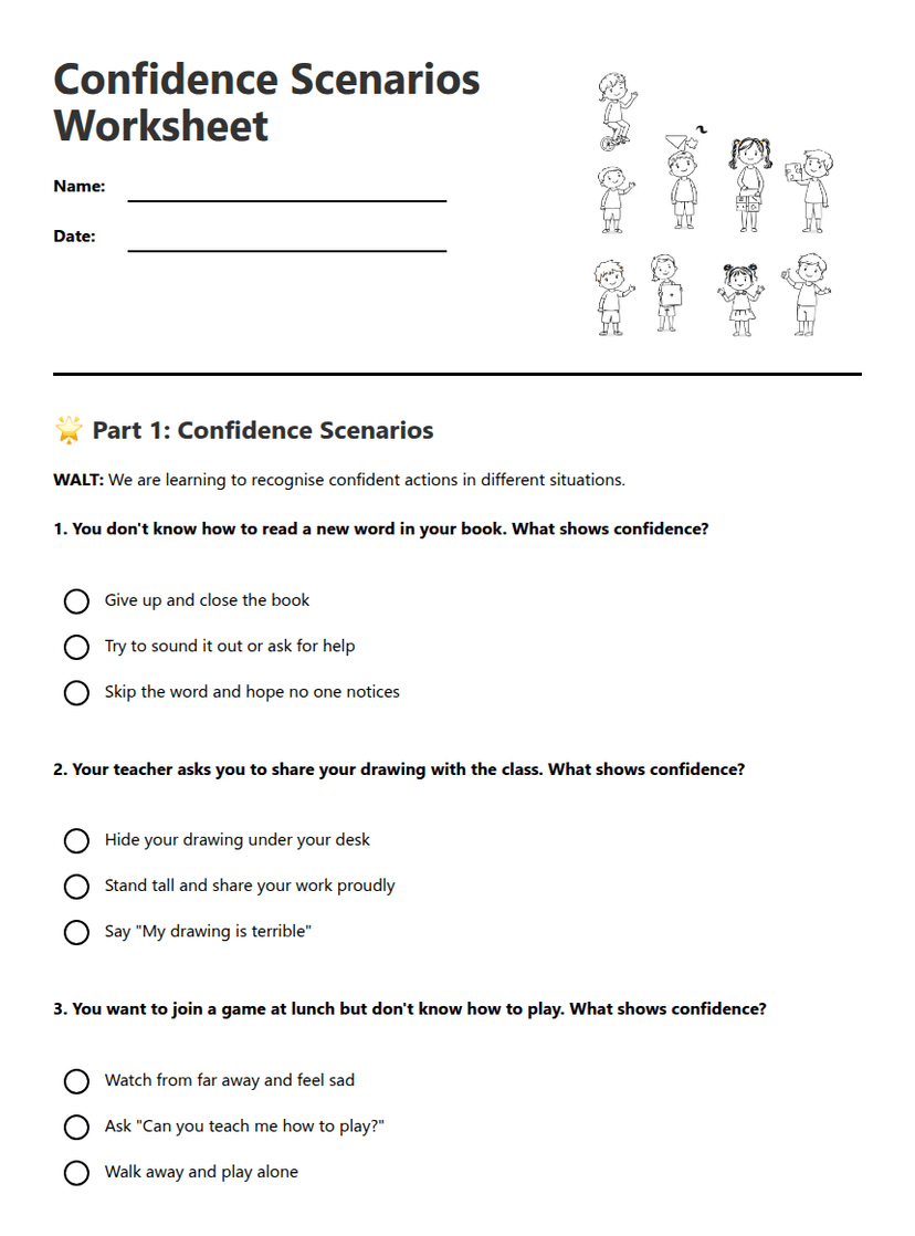 Confidence Scenarios Worksheet