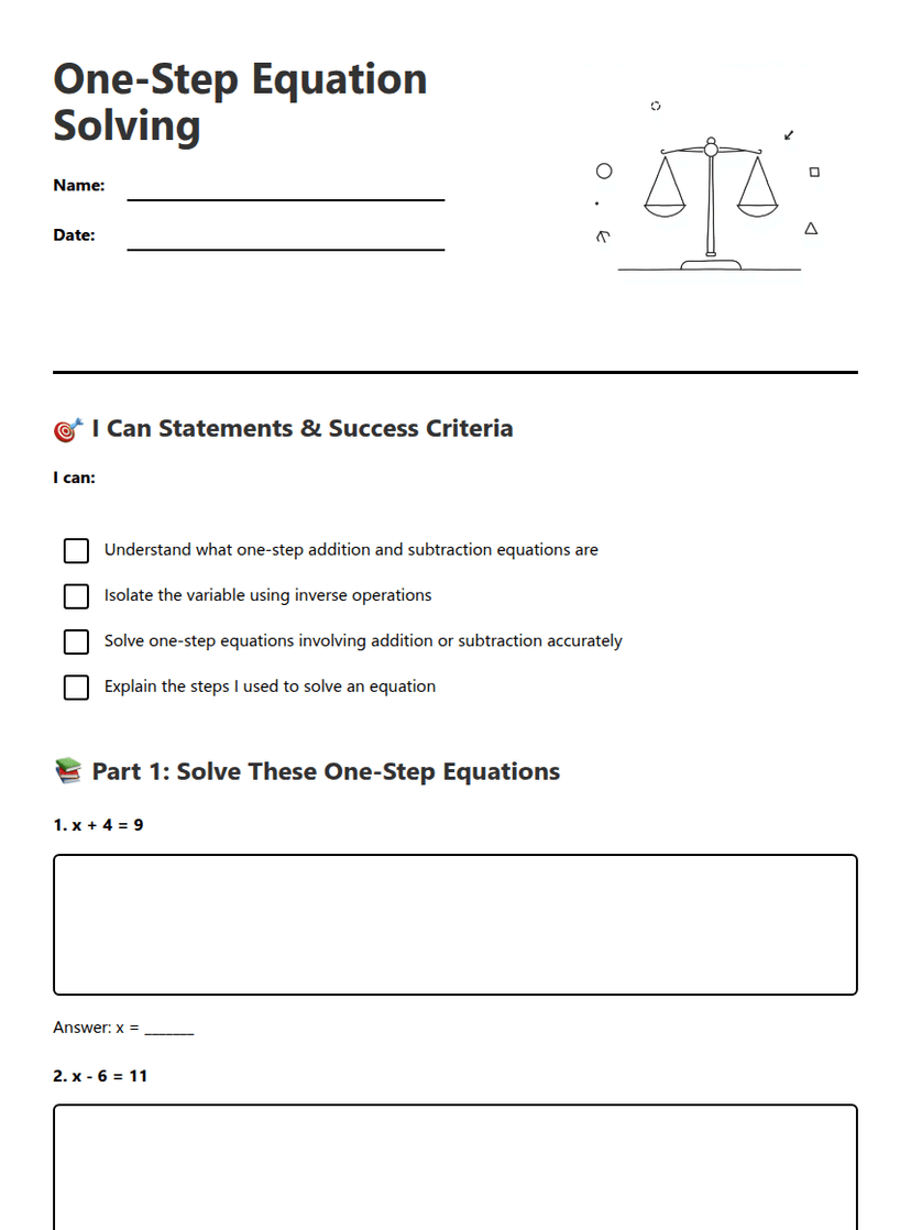 One-Step Equation Solving