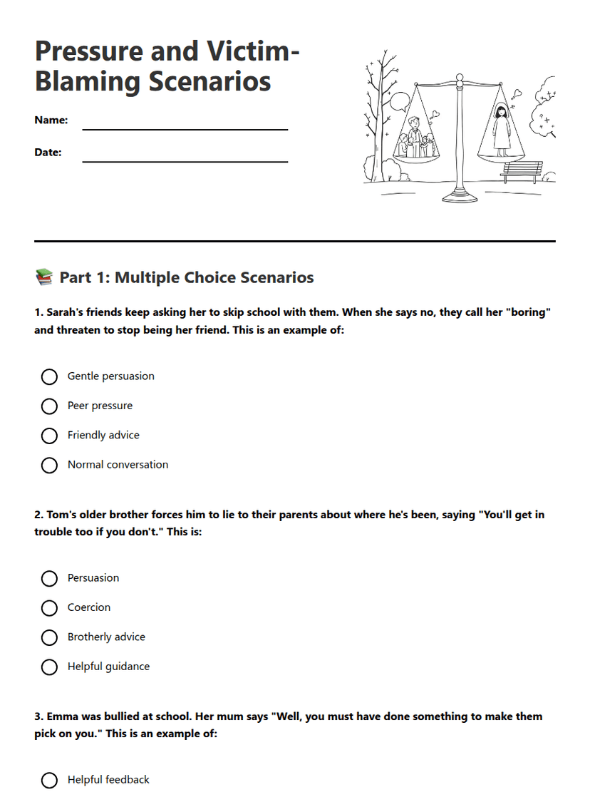 Pressure and Victim-Blaming Scenarios