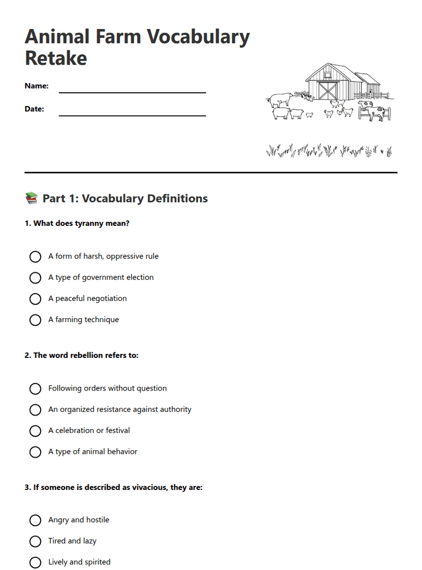 Animal Farm Vocabulary Retake