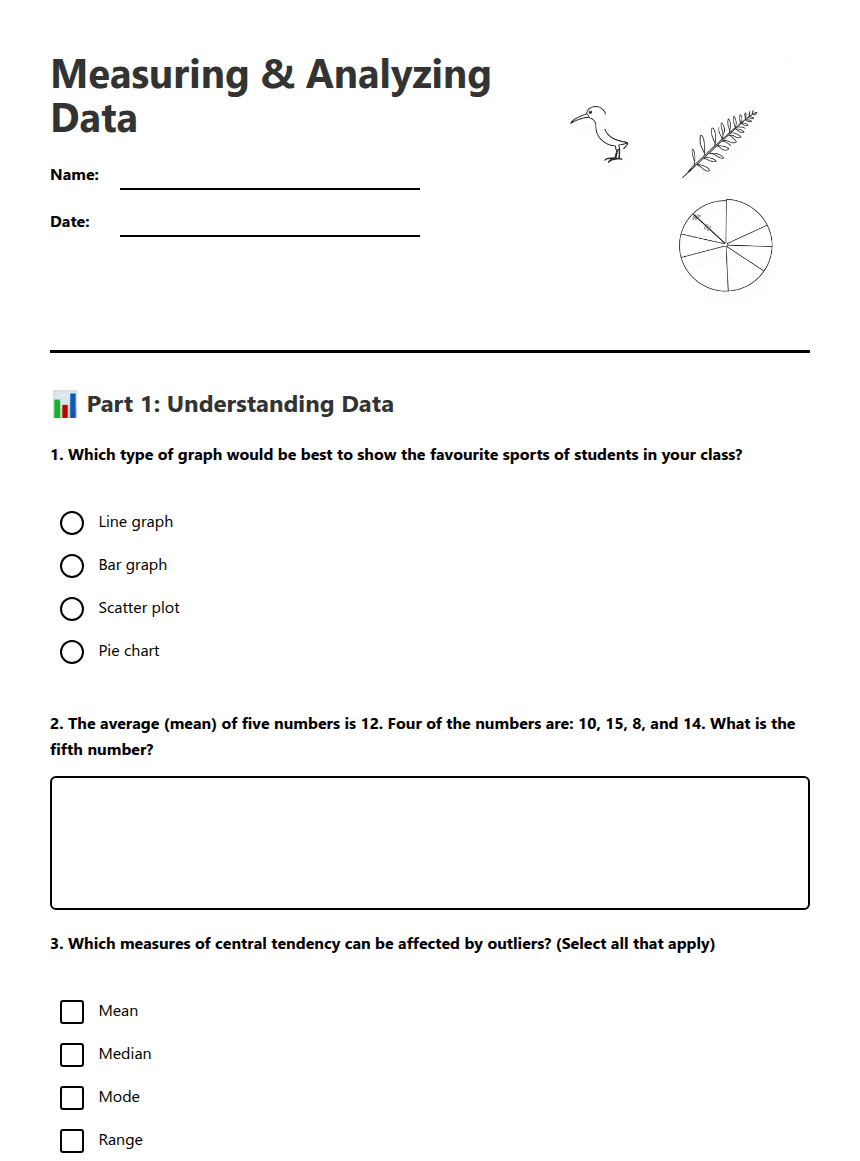 Measuring & Analyzing Data worksheet preview