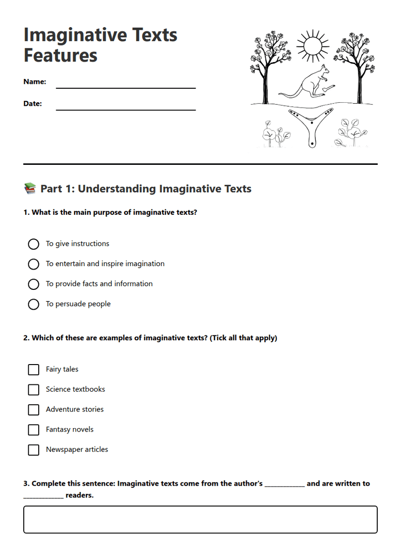 Imaginative Texts Features
