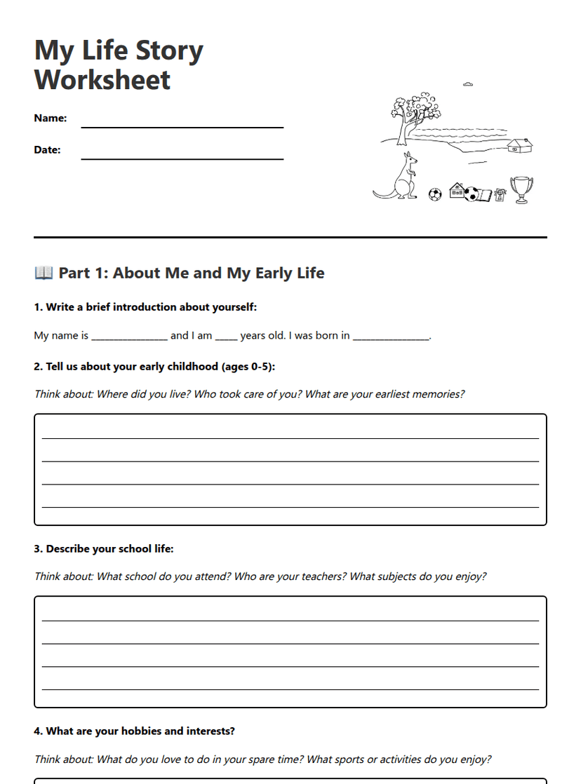 My Life Story Worksheet