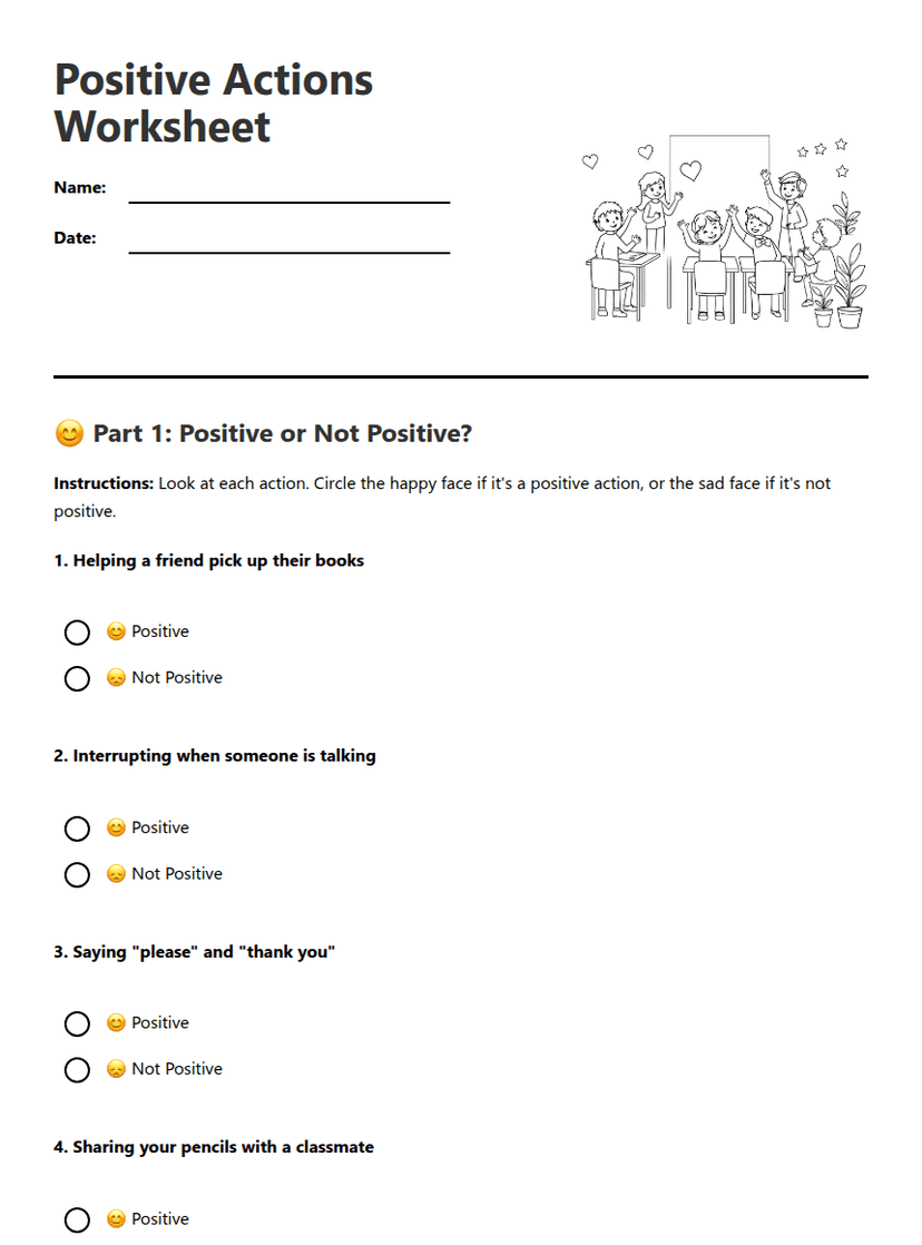 Positive Actions Worksheet