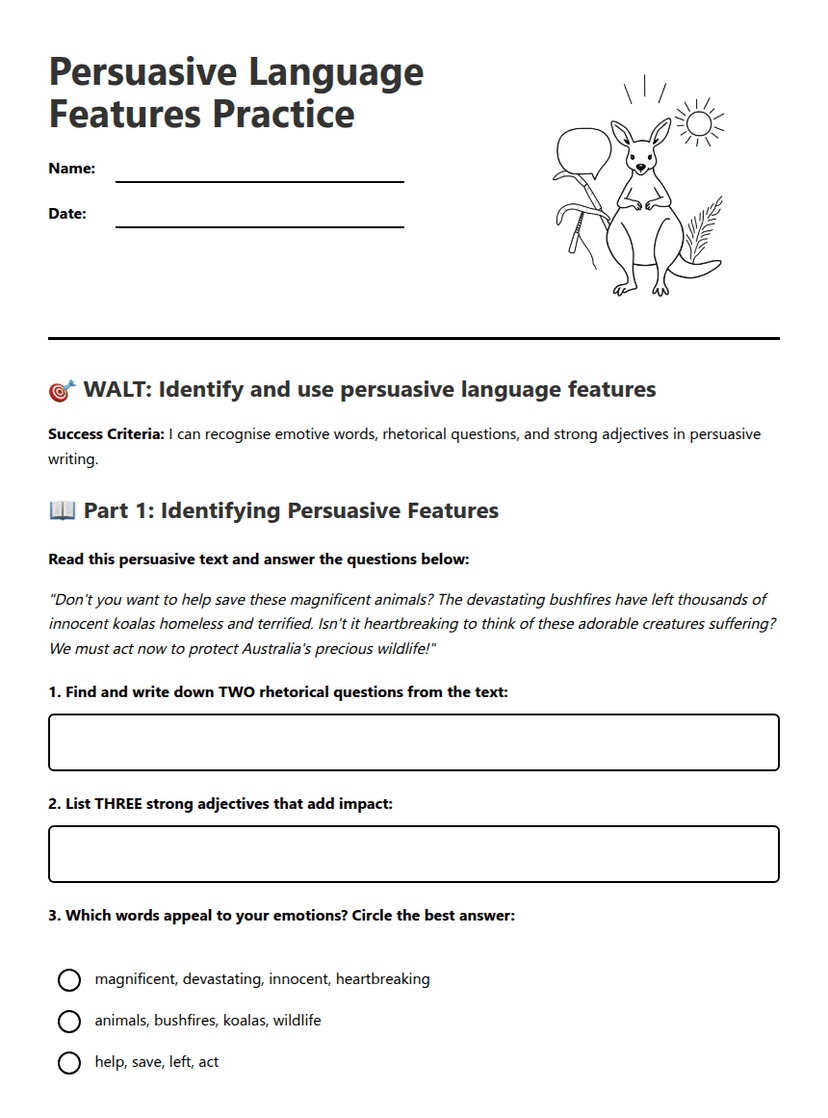 Persuasive Language Features Practice