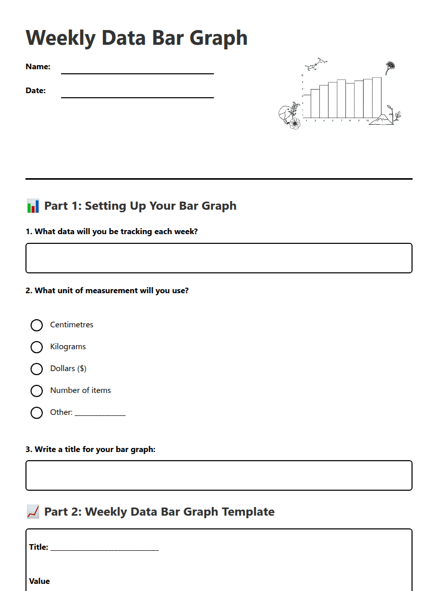 Weekly Data Bar Graph worksheet preview