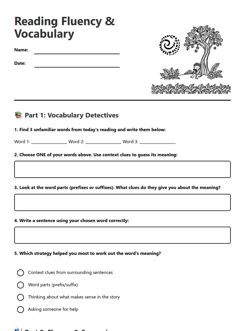 Reading Fluency & Vocabulary