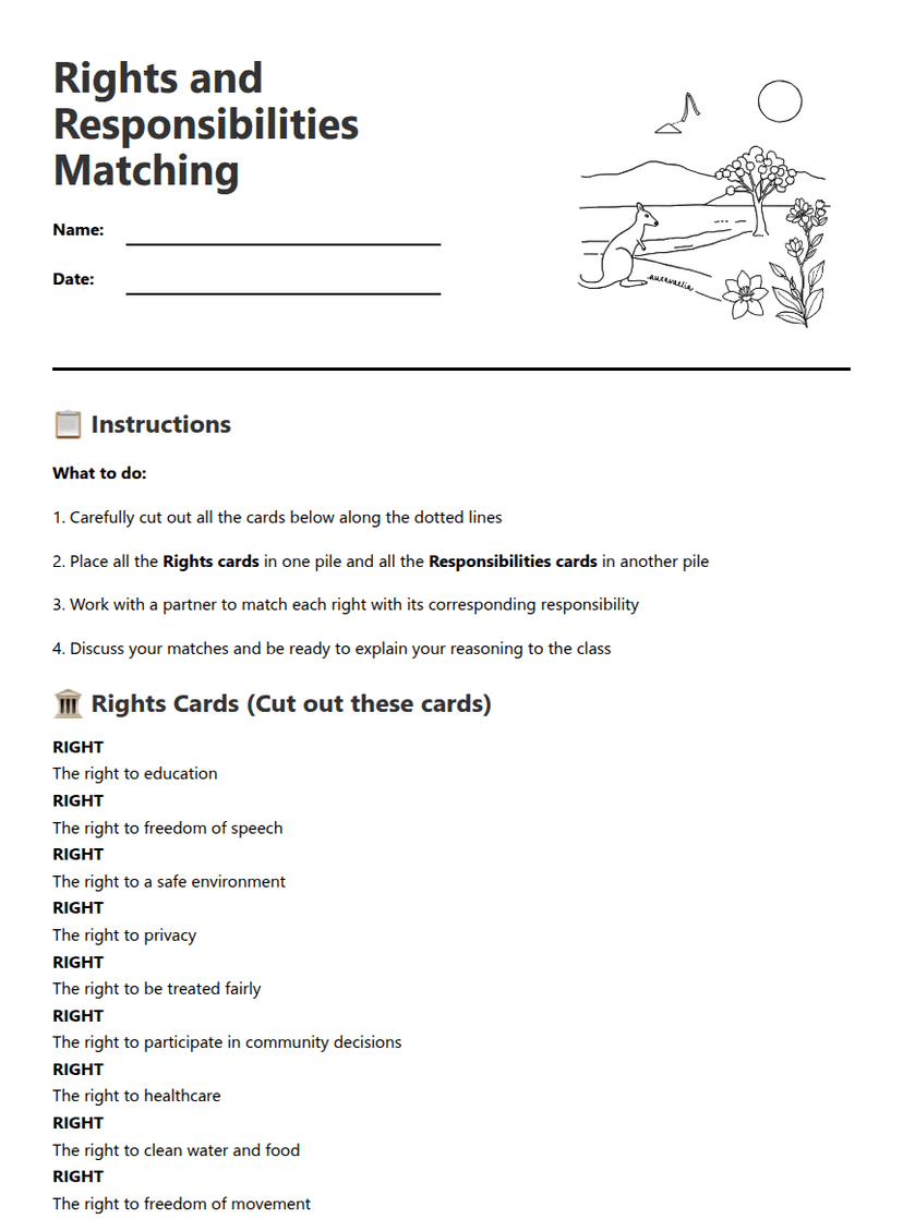 Rights and Responsibilities Matching
