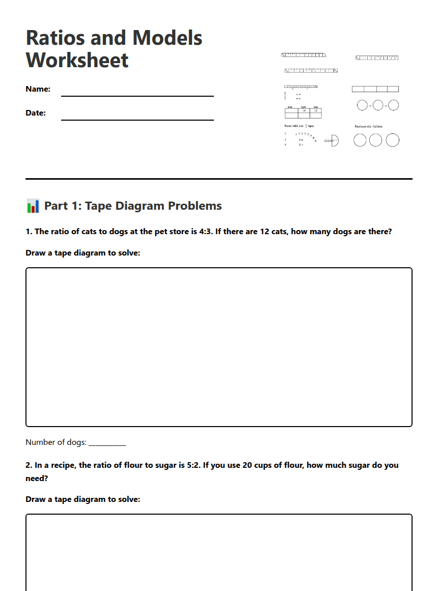 Ratios and Models Worksheet worksheet preview