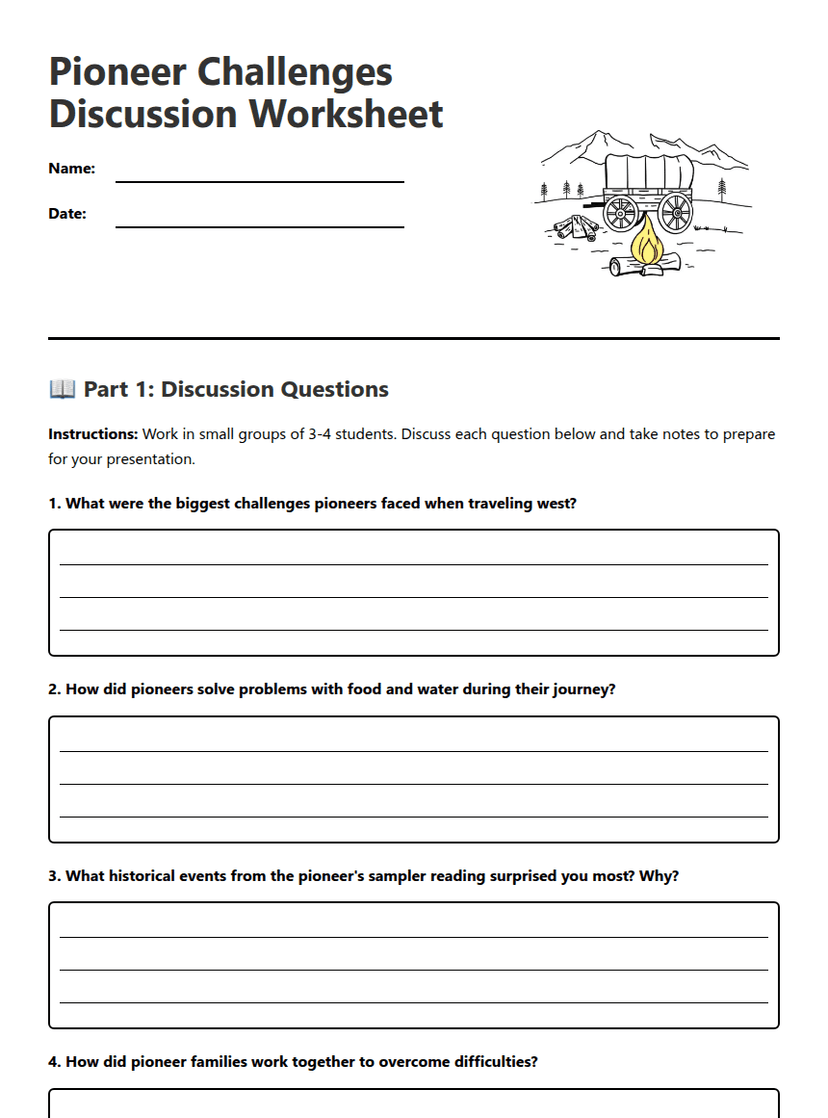 Pioneer Challenges Discussion Worksheet
