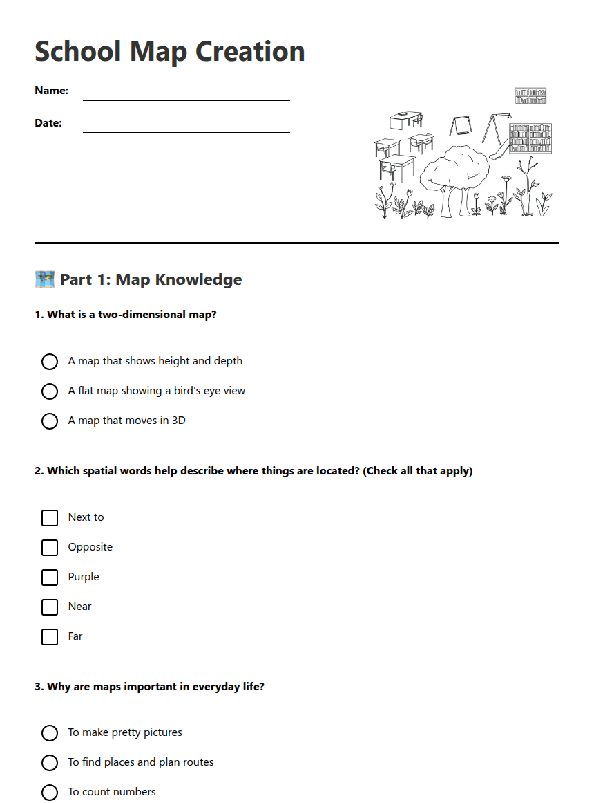 School Map Creation worksheet preview