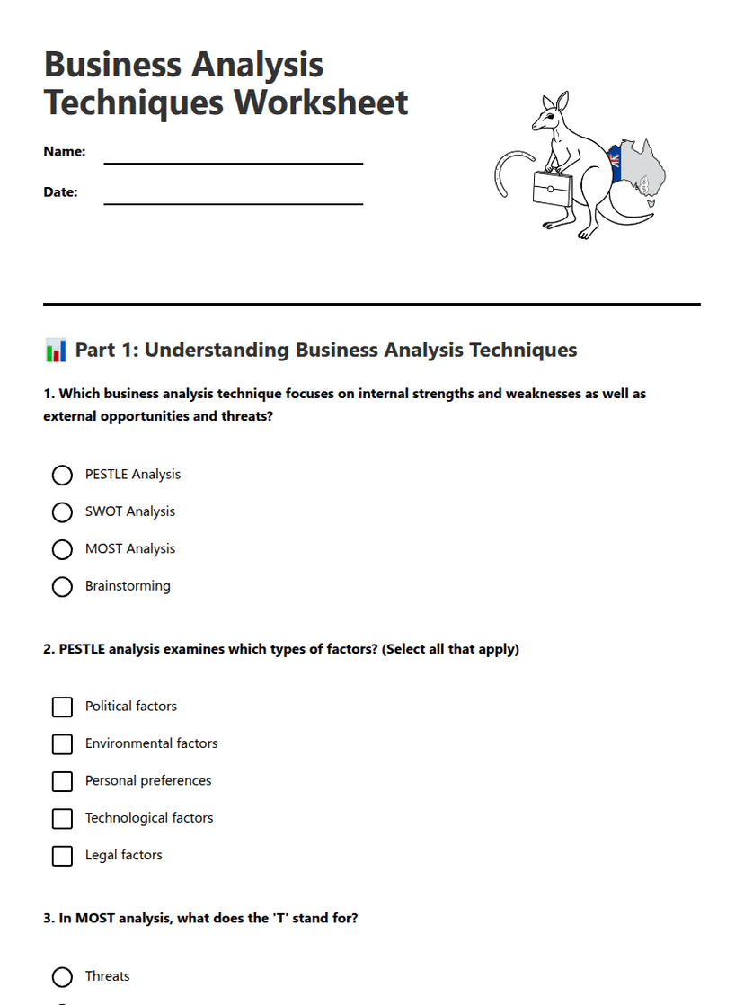 Business Analysis Techniques Worksheet