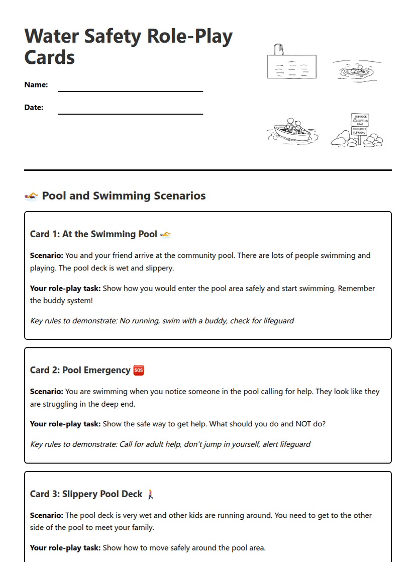 Water Safety Role-Play Cards
