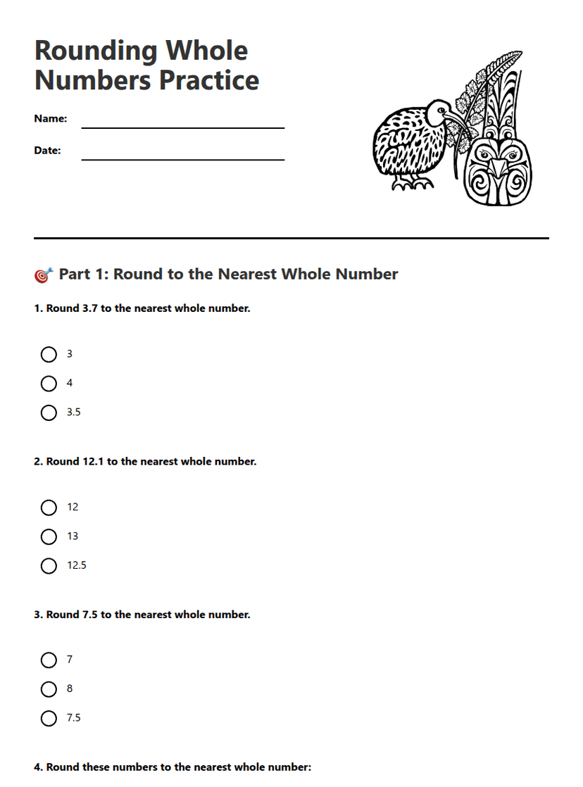 Rounding Whole Numbers Practice